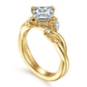 Darling - 14K Yellow Gold Compass Prong Twisted Princess Cut Diamond Engagement Ring - 0.17 ct