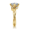 Darling - 14K Yellow Gold Compass Prong Twisted Princess Cut Diamond Engagement Ring - 0.17 ct