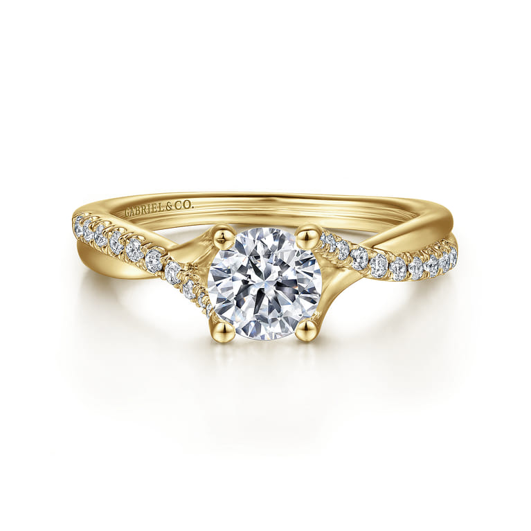 Leigh - 14K Yellow Gold Round Diamond Engagement Ring - 0.14 ct - Shot 1