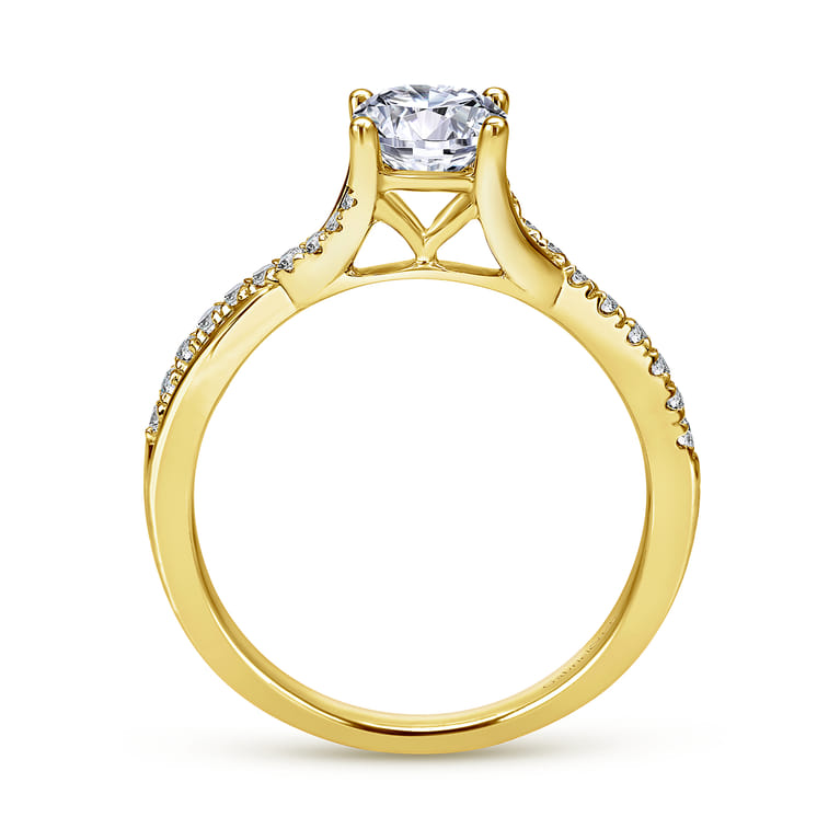 Leigh - 14K Yellow Gold Round Diamond Engagement Ring - 0.14 ct - Shot 2