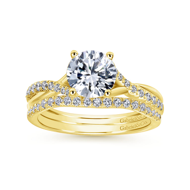 Leigh - 14K Yellow Gold Round Diamond Engagement Ring - 0.14 ct - Shot 4