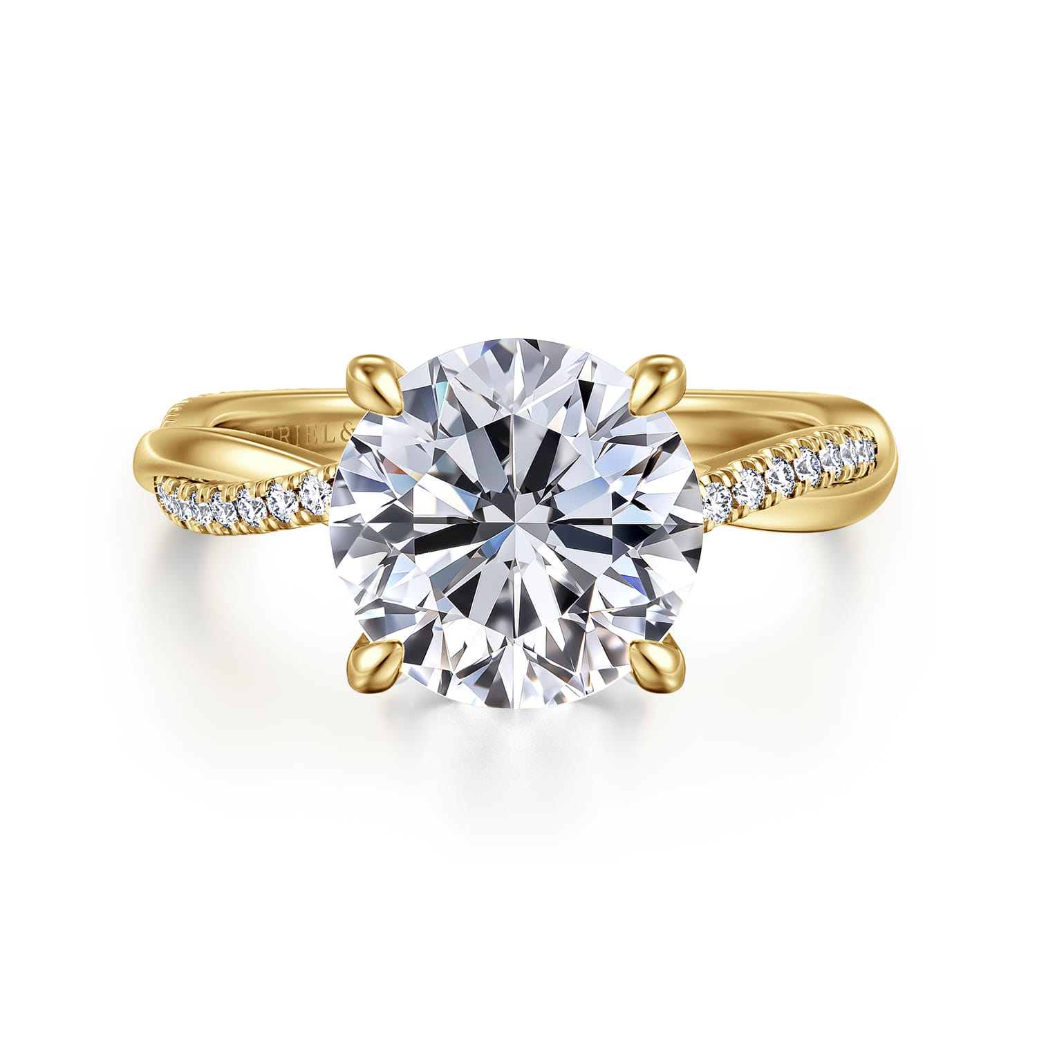 Campana - 14K Yellow Gold Twisted Round Diamond Engagement Ring - 0.14 ct - Shot 1