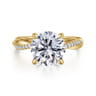 Campana - 14K Yellow Gold Twisted Round Diamond Engagement Ring - 0.14 ct
