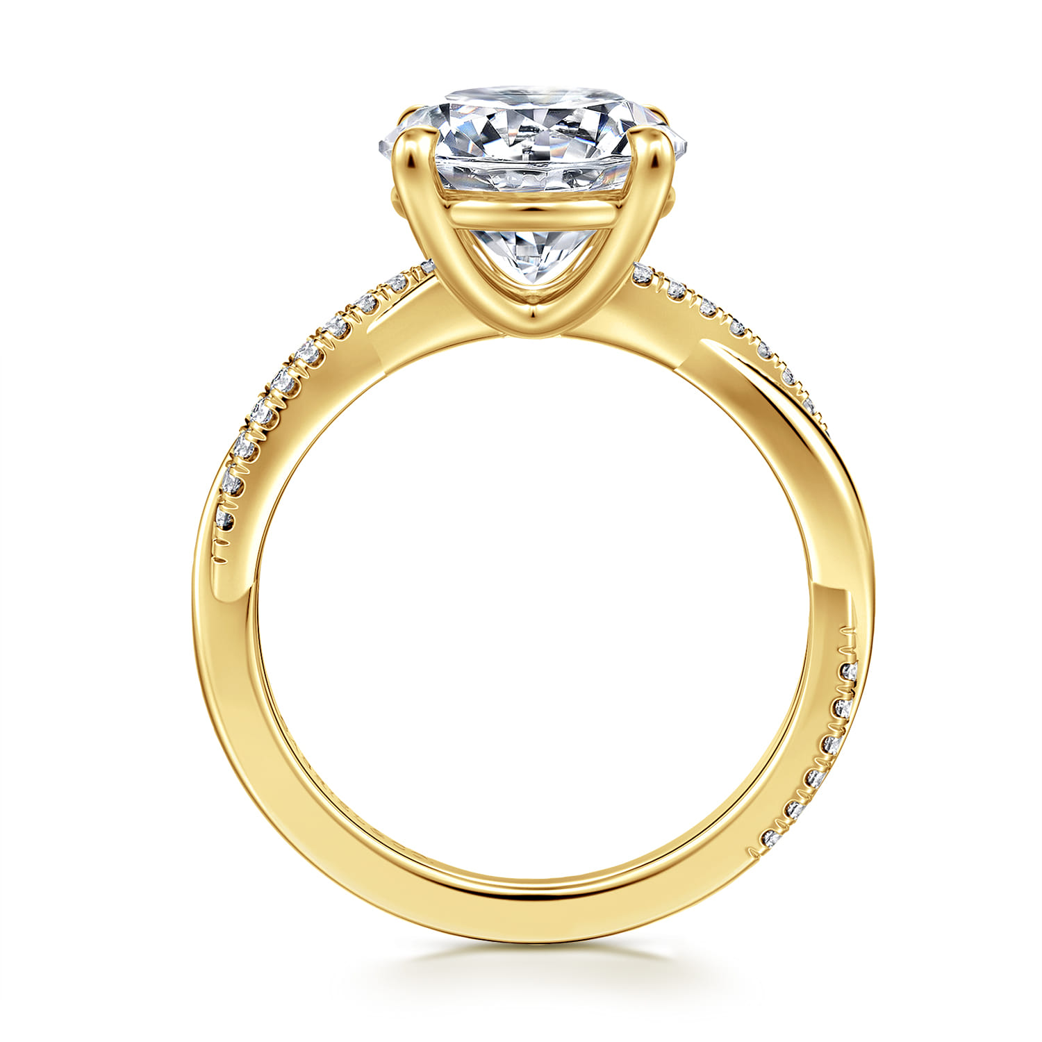 Campana - 14K Yellow Gold Twisted Round Diamond Engagement Ring - 0.14 ct - Shot 2