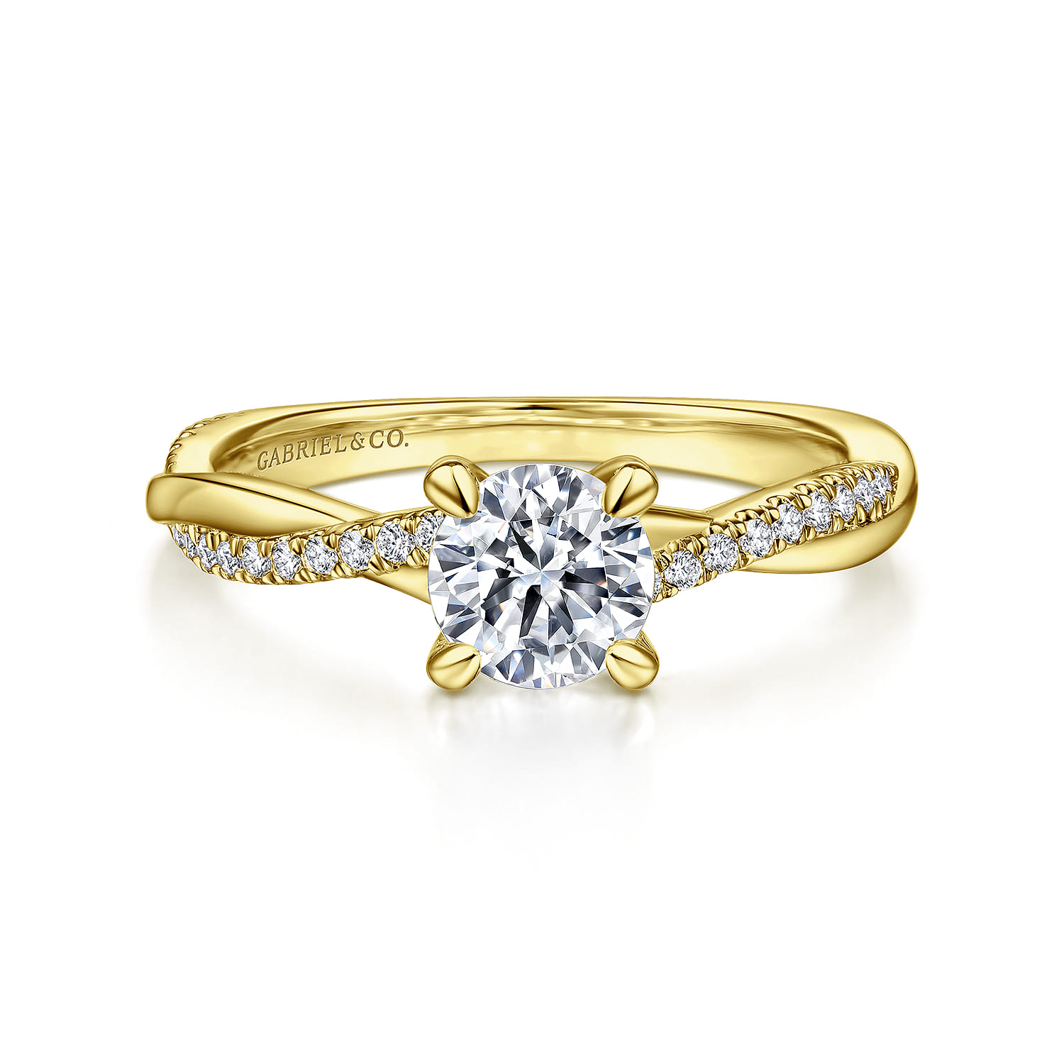 Campana - 14K Yellow Gold Diamond Engagement Ring - 0.14 ct - Shot 1