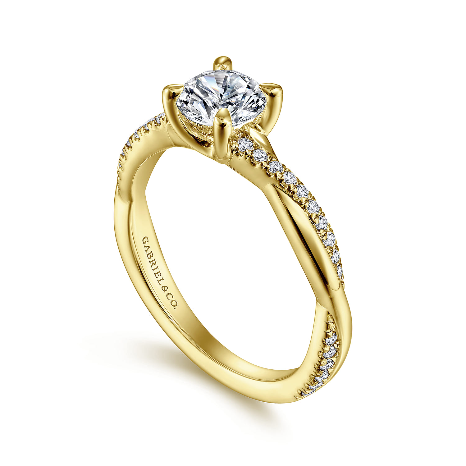 Campana - 14K Yellow Gold Diamond Engagement Ring - 0.14 ct - Shot 3