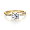 Campana - 14K Yellow Gold Twisted Round Diamond Engagement Ring - 0.14 ct