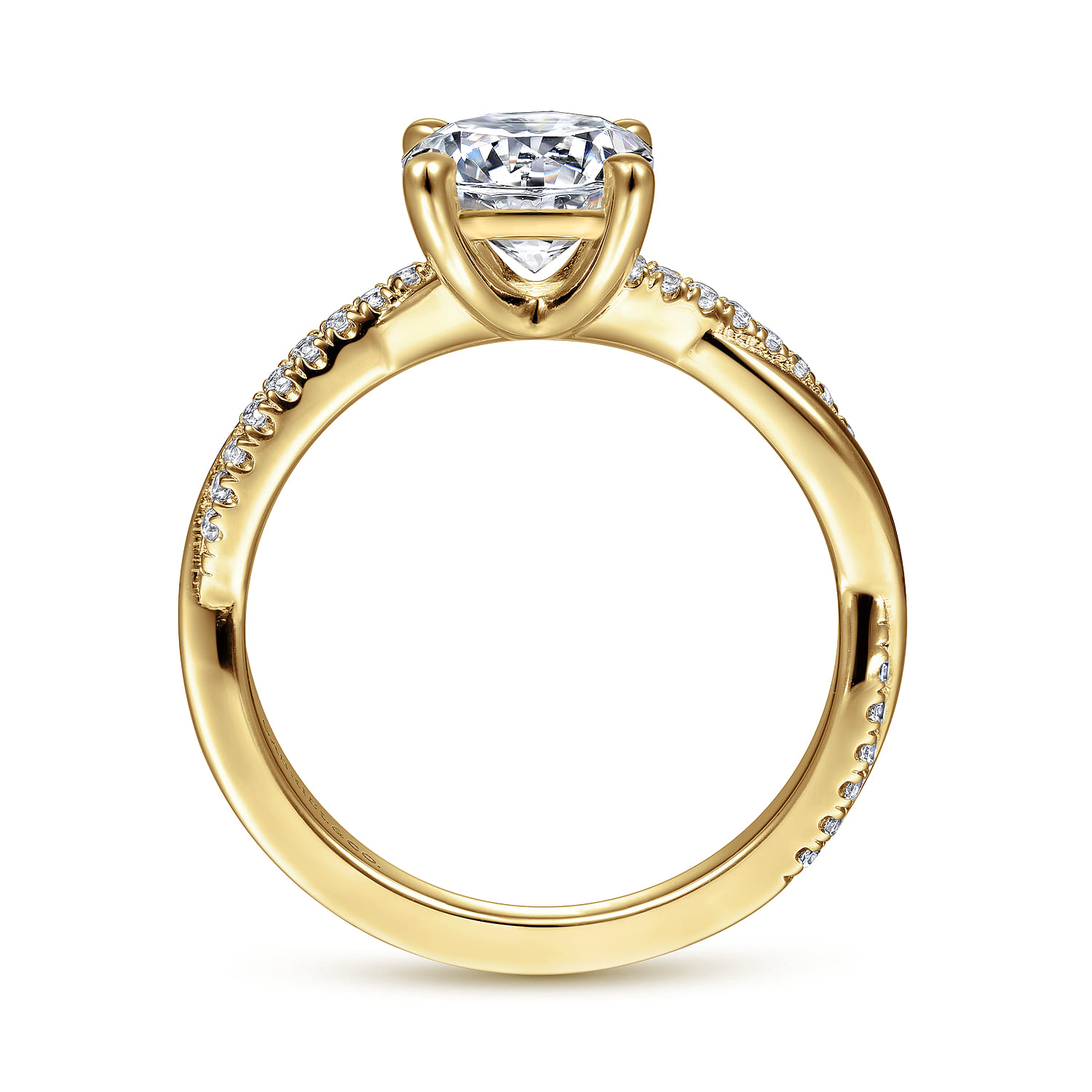 Campana - 14K Yellow Gold Twisted Round Diamond Engagement Ring - 0.14 ct - Shot 2