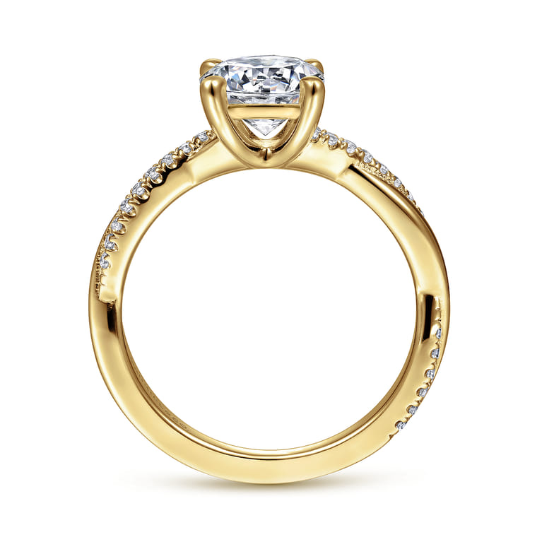 Campana - 14K Yellow Gold Twisted Round Diamond Engagement Ring - 0.14 ct - Shot 2
