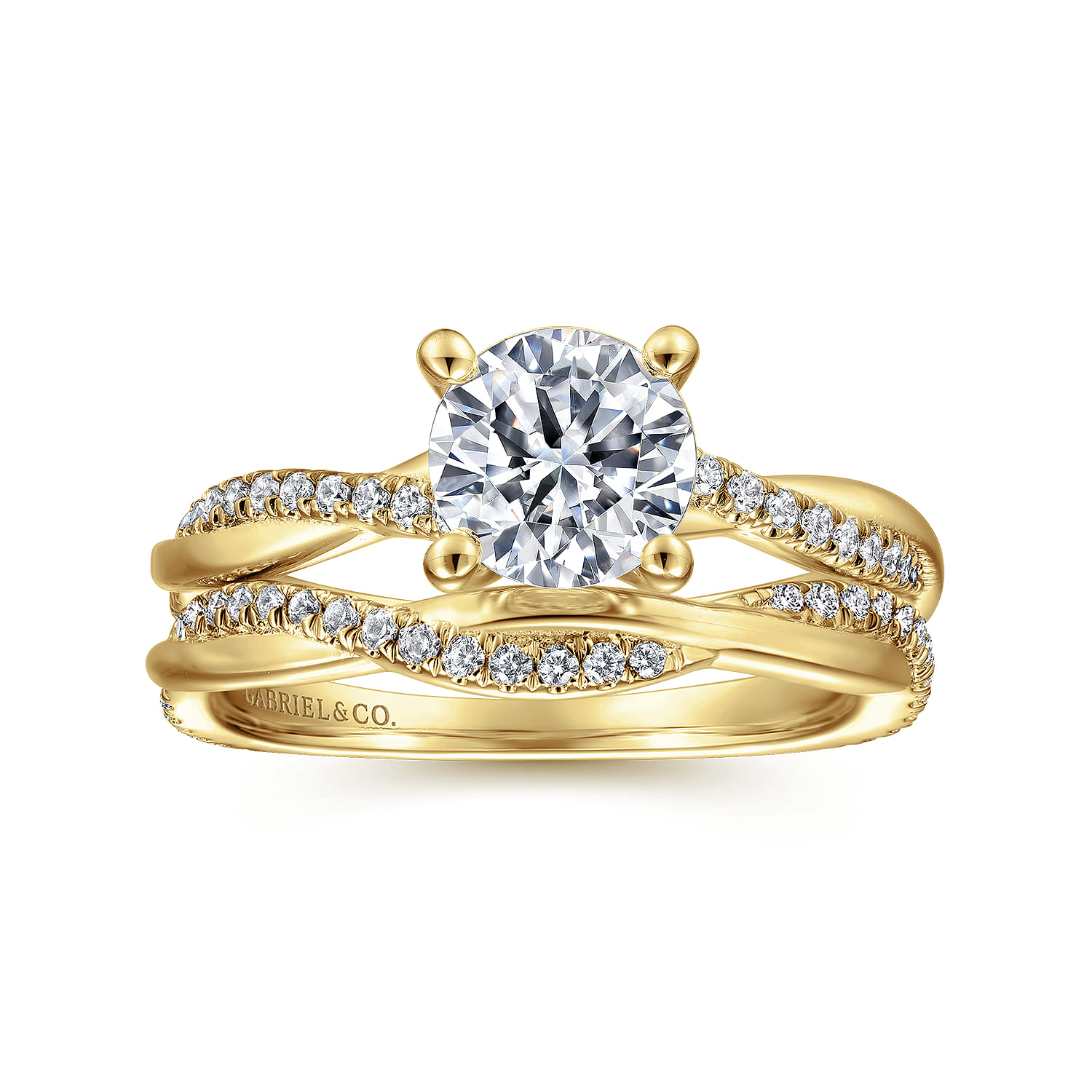 Campana - 14K Yellow Gold Twisted Round Diamond Engagement Ring - 0.14 ct - Shot 4