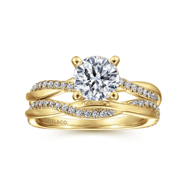 Campana - 14K Yellow Gold Twisted Round Diamond Engagement Ring - 0.14 ct - Shot 4