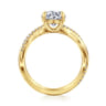Campana - 14K Yellow Gold Round Twisted Diamond Engagement Ring - 0.14 ct