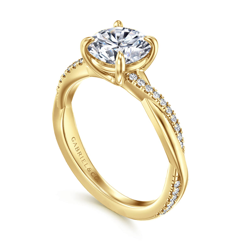 Campana - 14K Yellow Gold Round Twisted Diamond Engagement Ring - 0.14 ct - Shot 3