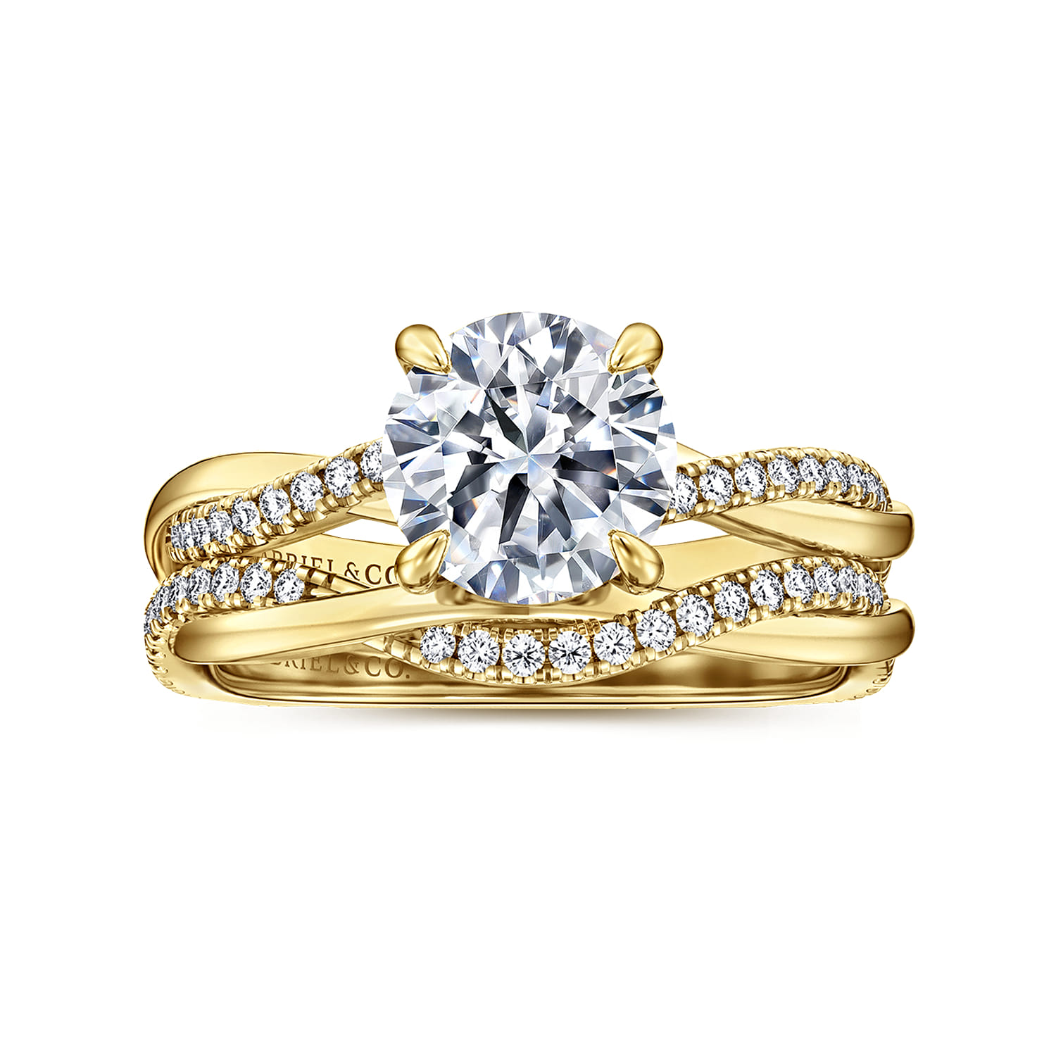 Campana - 14K Yellow Gold Round Twisted Diamond Engagement Ring - 0.14 ct - Shot 4