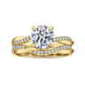 Campana - 14K Yellow Gold Round Twisted Diamond Engagement Ring - 0.14 ct