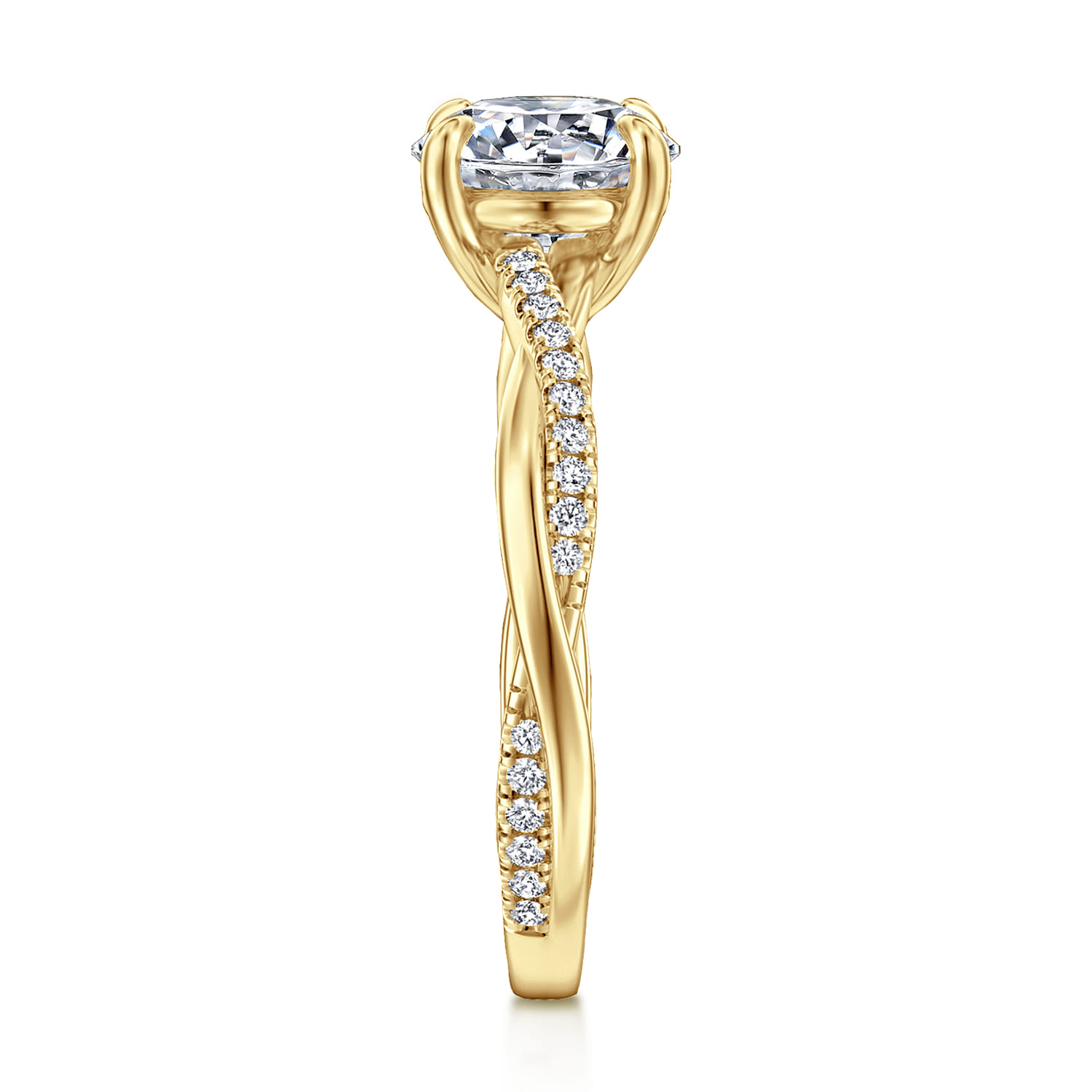 Campana - 14K Yellow Gold Round Twisted Diamond Engagement Ring - 0.14 ct - Shot 5