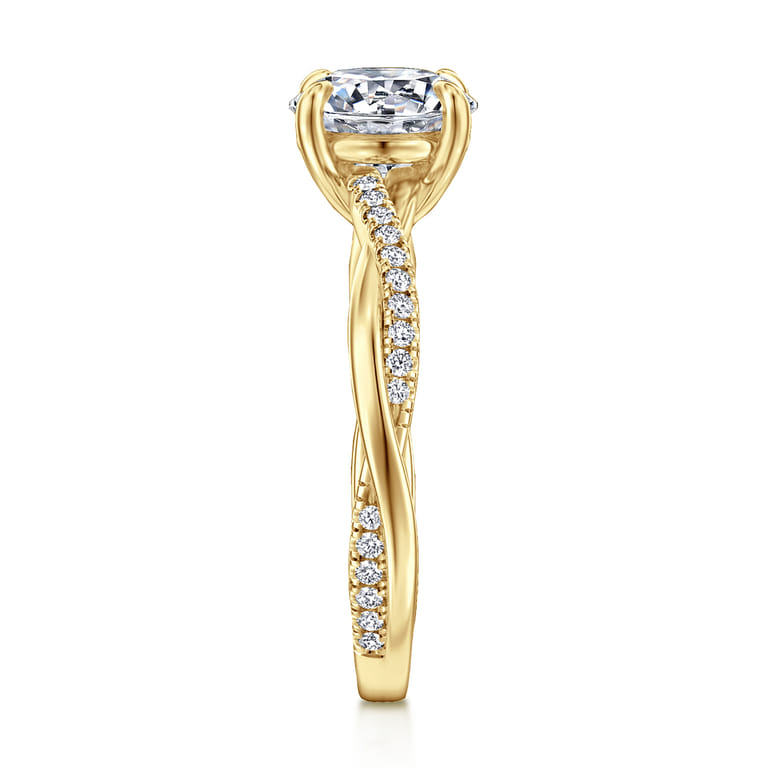 Campana - 14K Yellow Gold Round Twisted Diamond Engagement Ring - 0.14 ct - Shot 5