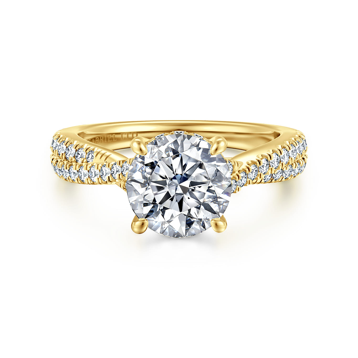 Quinlan - 14K Yellow Gold Twisted Round Diamond Engagement Ring - 0.4 ct - Shot 1