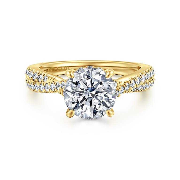 Quinlan - 14K Yellow Gold Twisted Round Diamond Engagement Ring - 0.4 ct - Shot 1