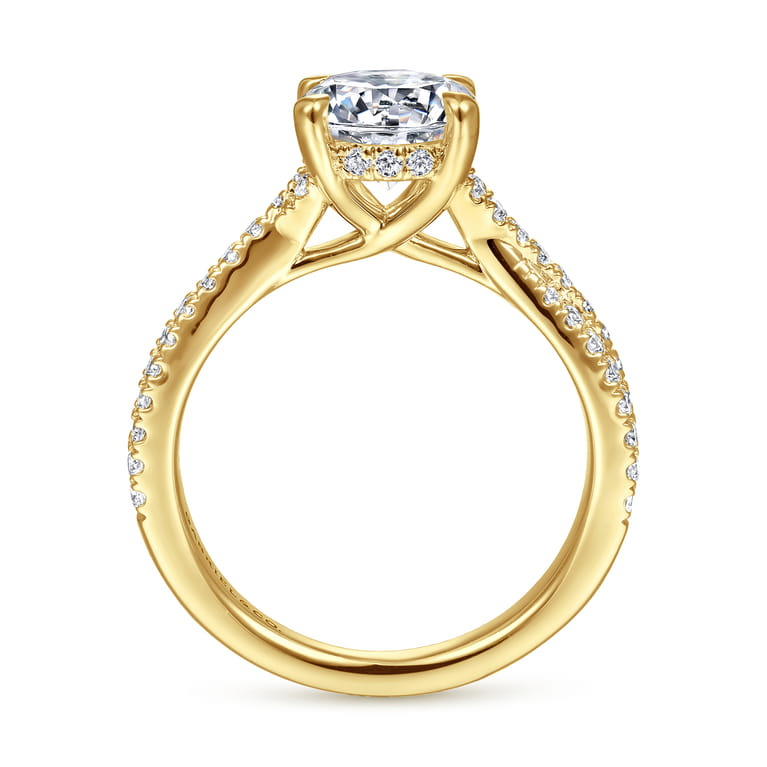 Quinlan - 14K Yellow Gold Twisted Round Diamond Engagement Ring - 0.4 ct - Shot 2