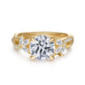 Deisha - 14K Yellow Gold Twisted Round Diamond Engagement Ring - 0.45 ct