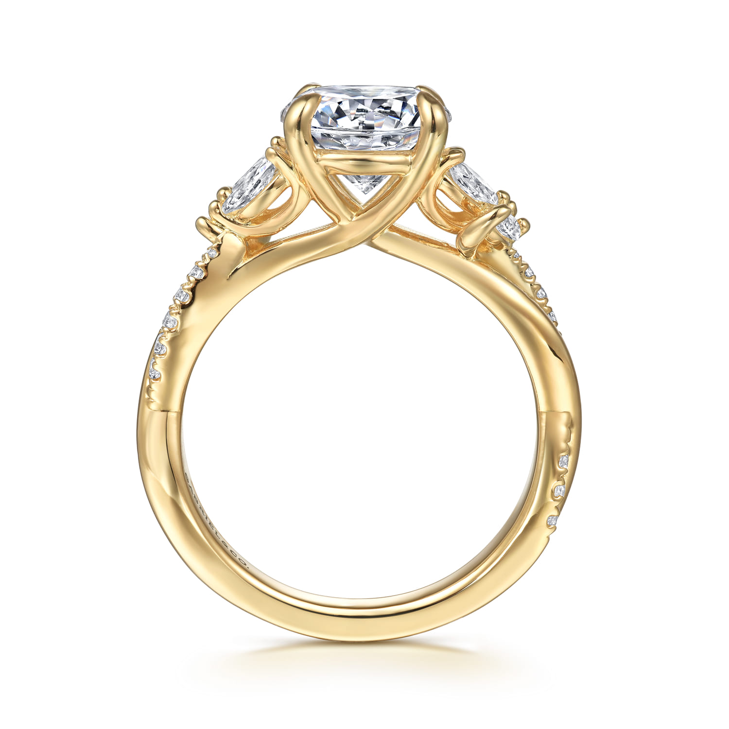 Deisha - 14K Yellow Gold Twisted Round Diamond Engagement Ring - 0.45 ct - Shot 2