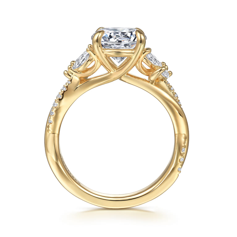 Deisha - 14K Yellow Gold Twisted Round Diamond Engagement Ring - 0.45 ct - Shot 2