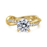 Panelope - 14K Yellow Gold Twisted Round Diamond Engagement Ring - 0.24 ct