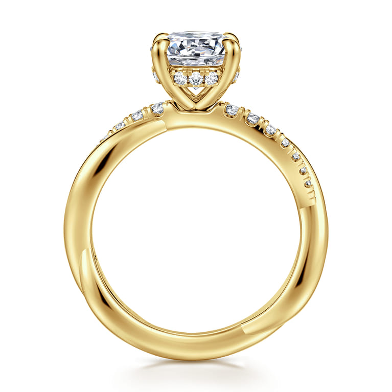 Panelope - 14K Yellow Gold Twisted Round Diamond Engagement Ring - 0.24 ct - Shot 2