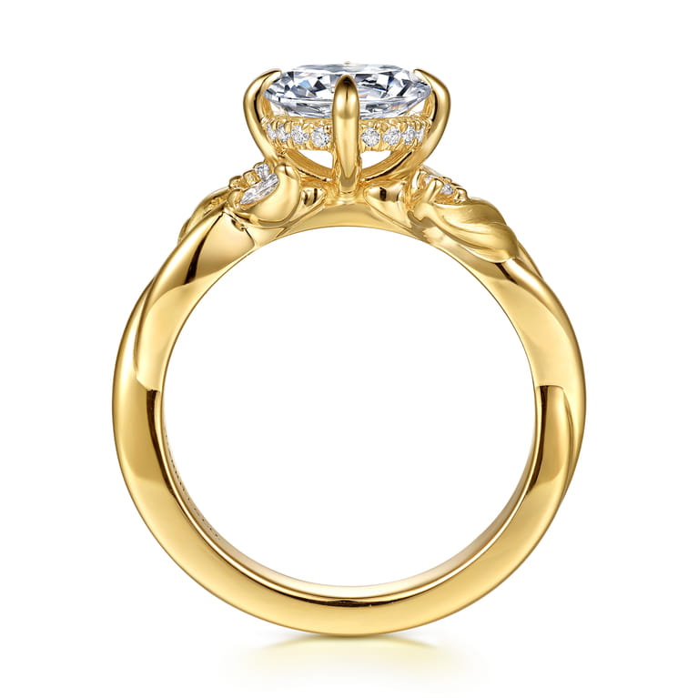 Darling - 14K Yellow Gold Compass Prong Twisted Round Diamond Engagement Ring - 0.19 ct - Shot 2