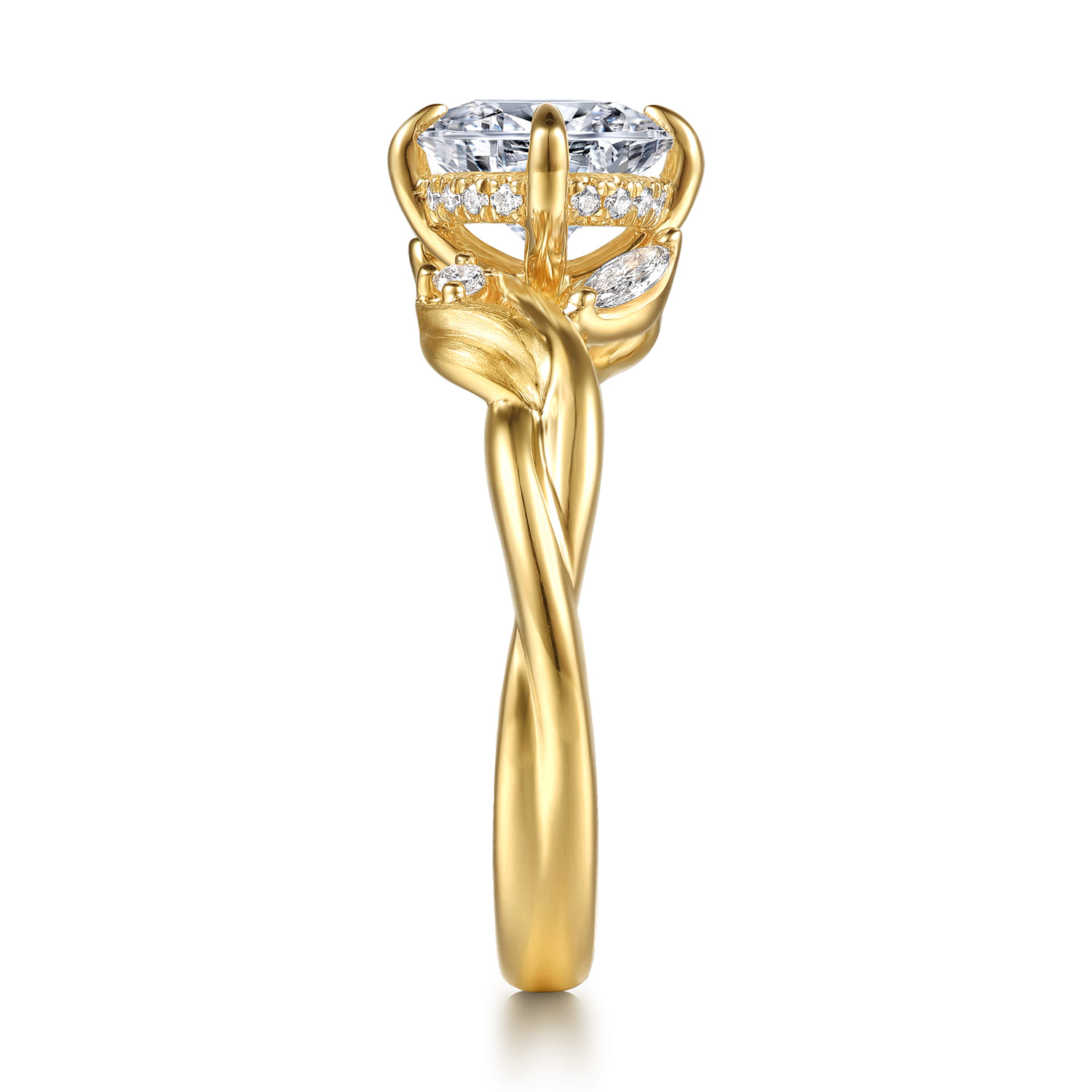 Darling - 14K Yellow Gold Compass Prong Twisted Round Diamond Engagement Ring - 0.19 ct - Shot 5