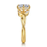 Darling - 14K Yellow Gold Compass Prong Twisted Round Diamond Engagement Ring - 0.19 ct
