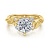 Darling - 14K Yellow Gold Compass Prong Round Diamond Engagement Ring - 0.19 ct