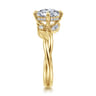 Darling - 14K Yellow Gold Compass Prong Round Diamond Engagement Ring - 0.19 ct