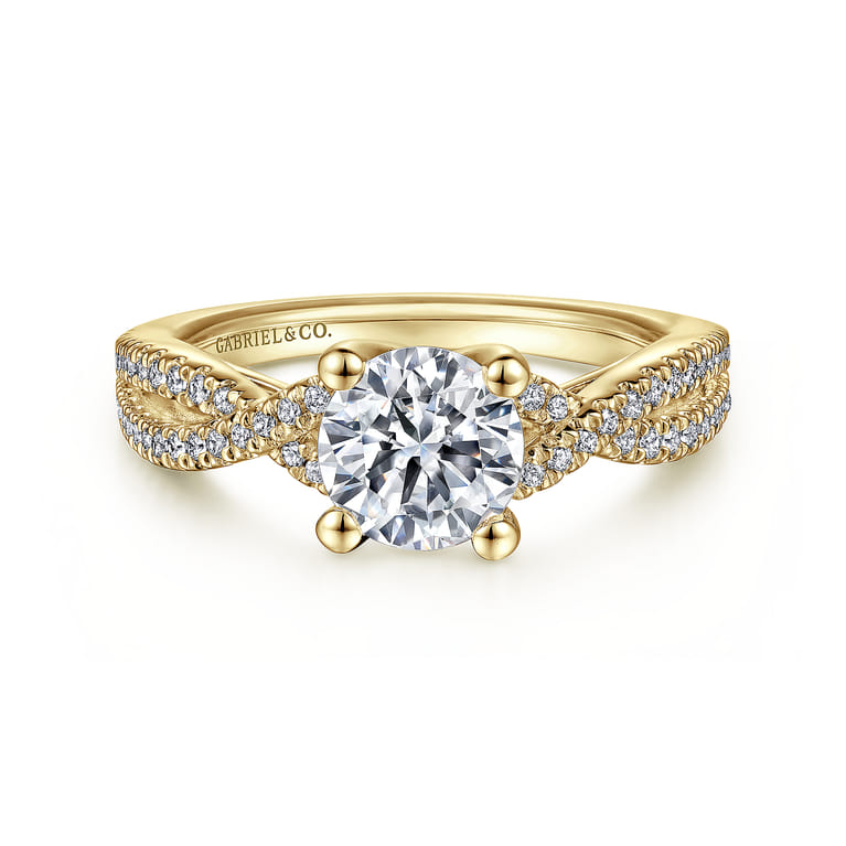 Gina - 14K Yellow Gold Round Diamond Twisted Engagement Ring - 0.2 ct - Shot 1