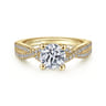 Gina - 14K Yellow Gold Round Diamond Twisted Engagement Ring - 0.2 ct