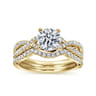 Gina - 14K Yellow Gold Round Diamond Twisted Engagement Ring - 0.2 ct