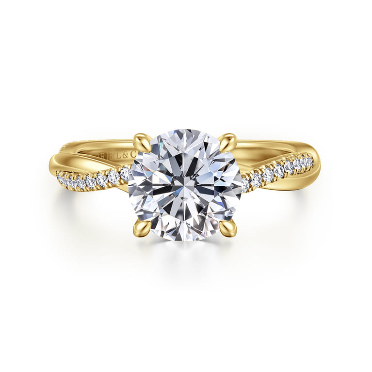 Campana - 14K Yellow Gold Twisted Round Diamond Engagement Ring - 0.14 ct - Shot 1
