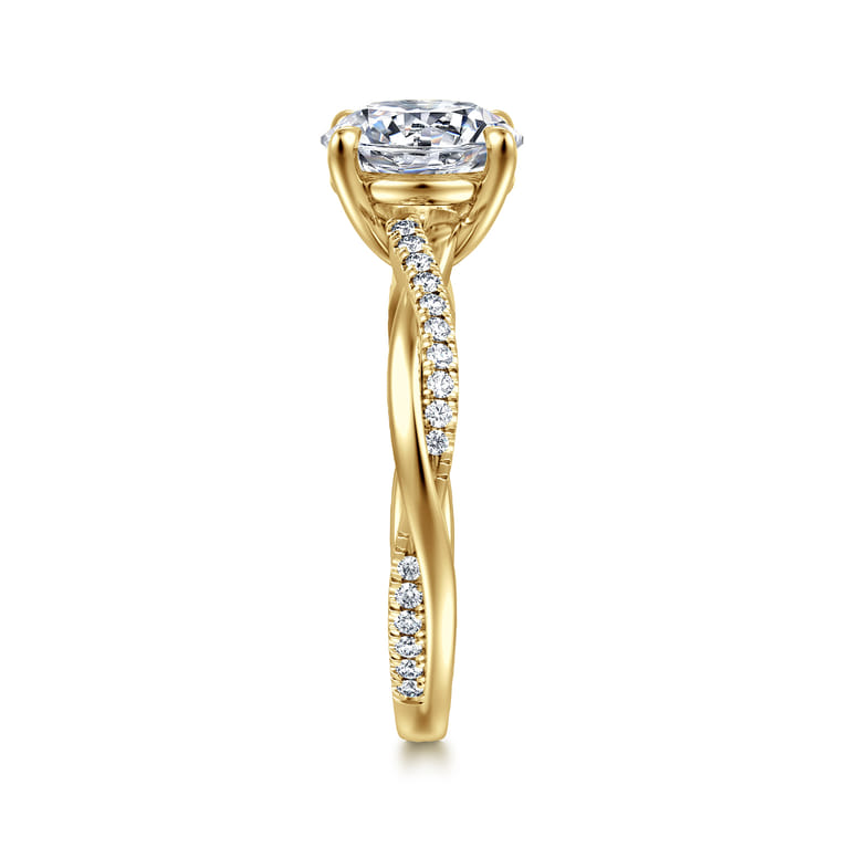Campana - 14K Yellow Gold Twisted Round Diamond Engagement Ring - 0.14 ct - Shot 4