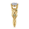 Strength - 14K Yellow Gold Twisted Round Green Sapphire and Diamod Engagement Ring