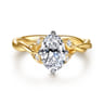 Daija - 14K White-Yellow Gold Twisted Oval Diamond Engagement Ring - 0.09 ct