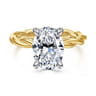 Emersin - 14K White-Yellow Gold Twisted Oval Diamond Engagement Ring