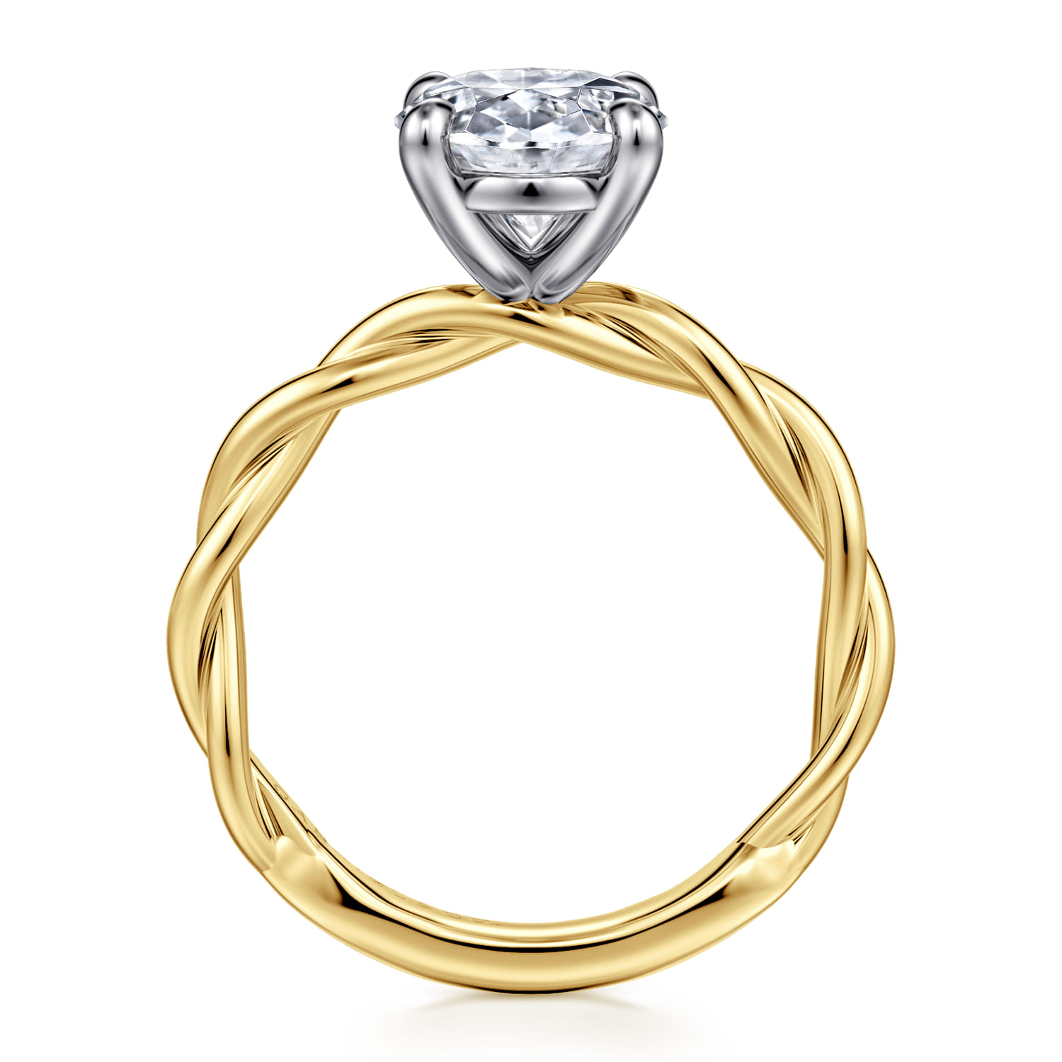Emersin - 14K White-Yellow Gold Twisted Oval Diamond Engagement Ring - Shot 2