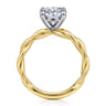 Emersin - 14K White-Yellow Gold Twisted Oval Diamond Engagement Ring