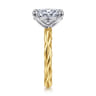Emersin - 14K White-Yellow Gold Twisted Oval Diamond Engagement Ring