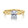 Emersin - 14K White-Yellow Gold Twisted Oval Diamond Engagement Ring