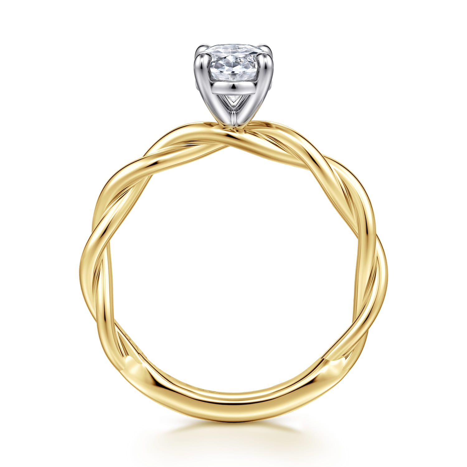 Emersin - 14K White-Yellow Gold Twisted Oval Diamond Engagement Ring - Shot 2