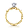 Emersin - 14K White-Yellow Gold Twisted Oval Diamond Engagement Ring