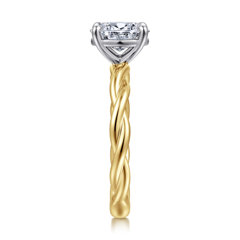Emersin - 14K White-Yellow Gold Twisted Oval Diamond Engagement Ring - Shot 4