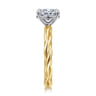 Emersin - 14K White-Yellow Gold Twisted Oval Diamond Engagement Ring